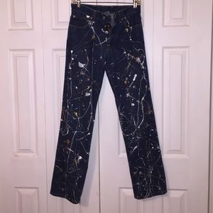 🆒Paint Splattered Lucky Brand Chopper Bootleg 28